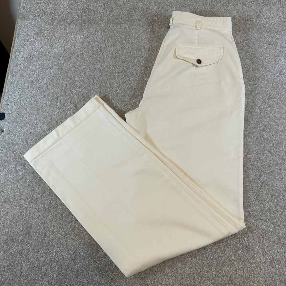 Vintage Tomboy LeSport High Waisted Wide Leg Trousers Cream Off White Pants 26"W